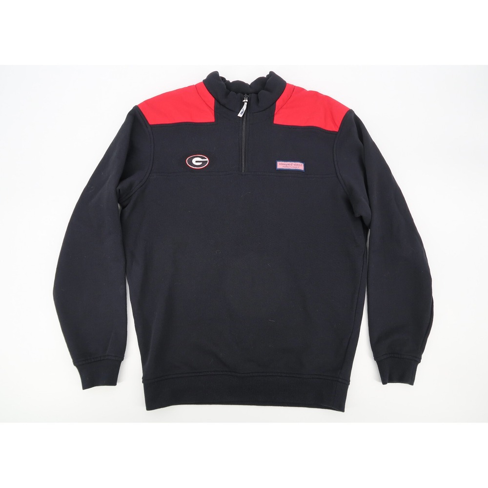 Vineyard Vines Georgia Bulldogs Men's Small 1/4 Zip Jacket Red Black Sweater